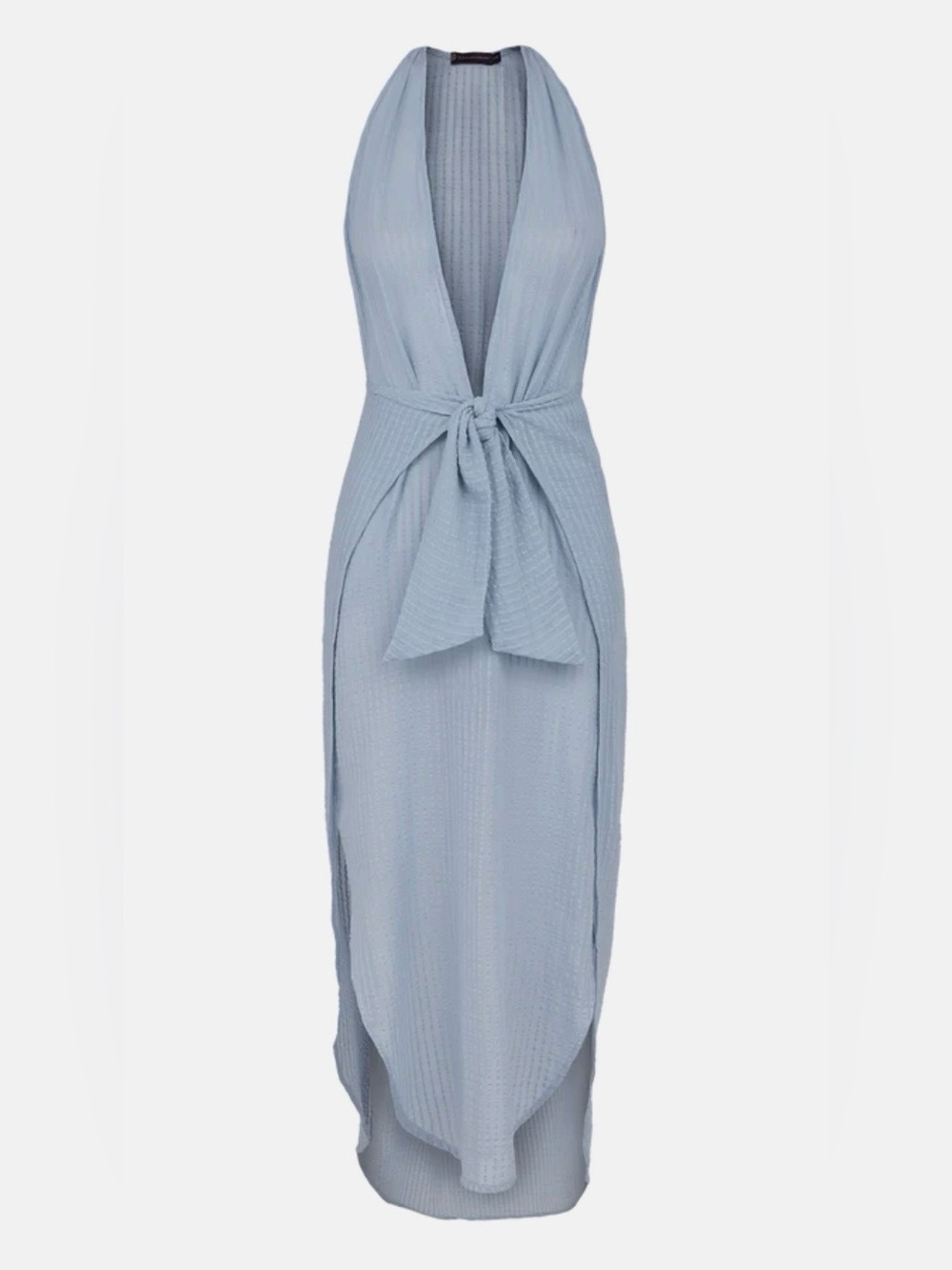 Light Blue Halter Tie-Front Swim Coverup